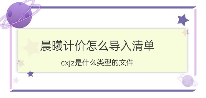 晨曦计价怎么导入清单 cxjz是什么类型的文件？